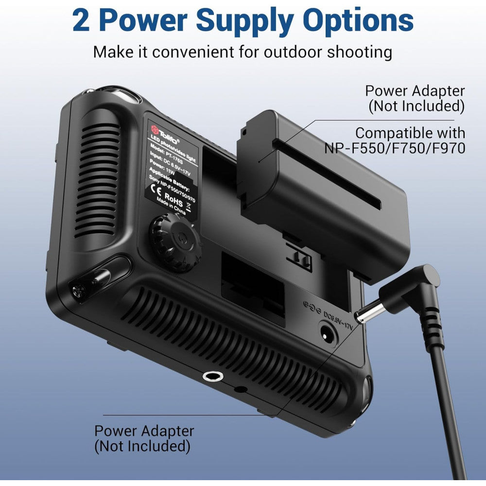 LED video light lamp PT-176S 11W LED175 color 3200-5600K + Battery + charger