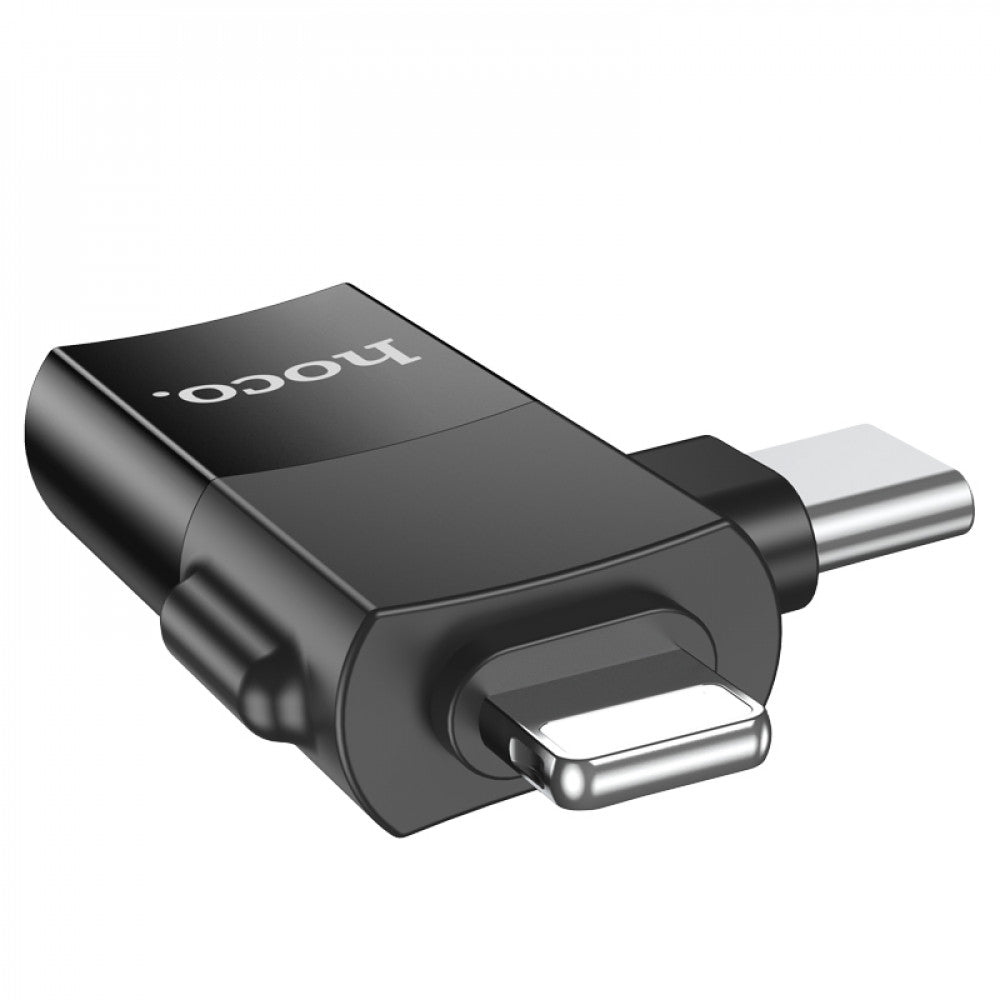 Adapter Lightning/UCB C To USB 2.0 Hoco UA17 – Black