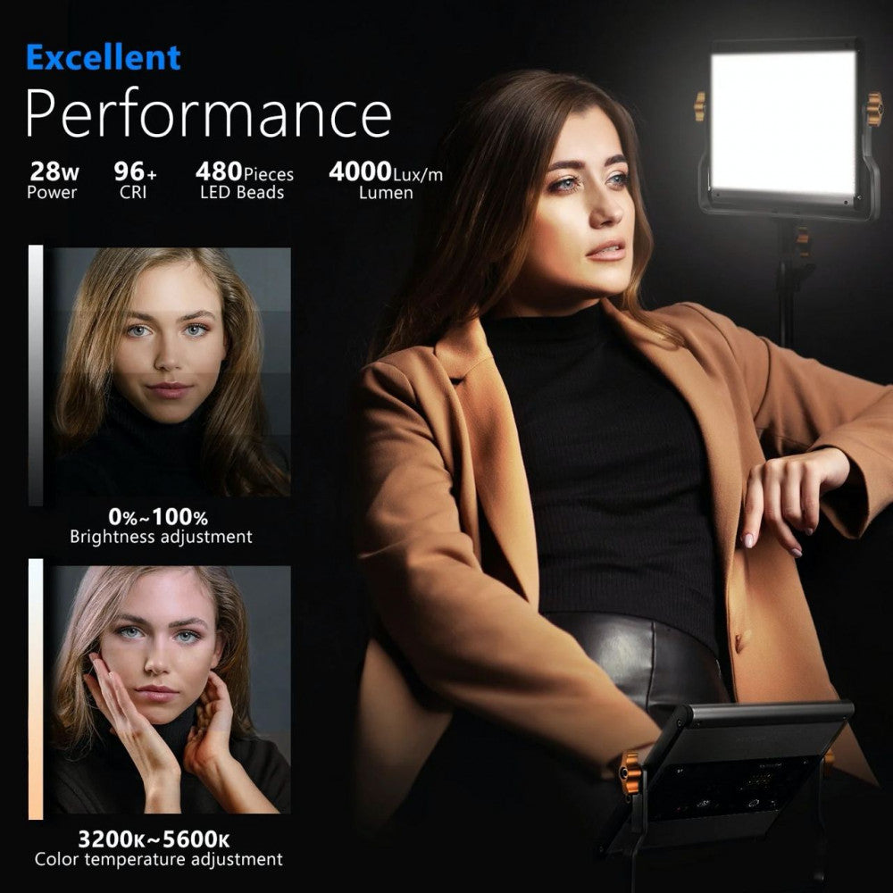 Video light lamp LED NEERWER NL480 28W Bi-color 480pcs Led color 3200-5600K CRI 96+