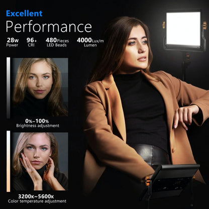 Video light lamp LED NEERWER NL480 28W Bi-color 480pcs Led color 3200-5600K CRI 96+