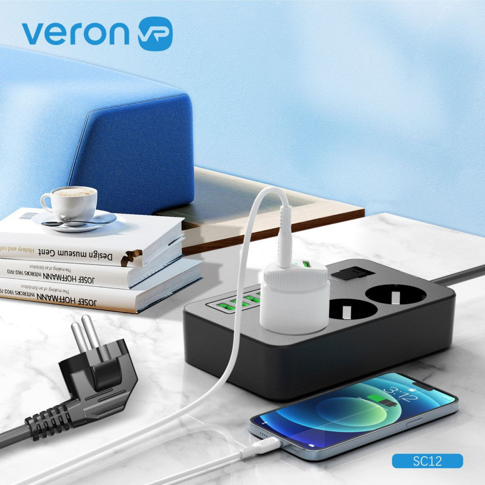 Life filter 4USB | 2USB-C | 3P | 3.1A | 2m - Veron SC12