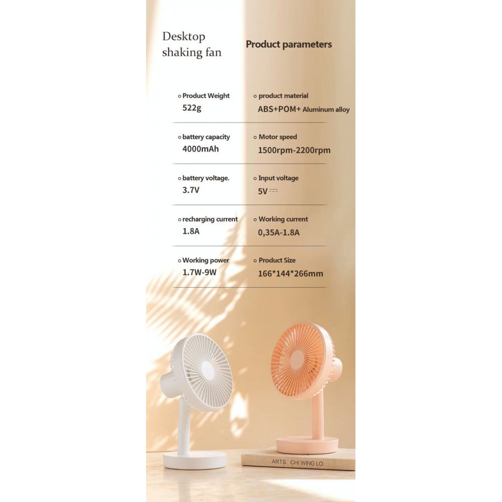 Портативный мини вентилятор WT-F52 White - 4000 mAh