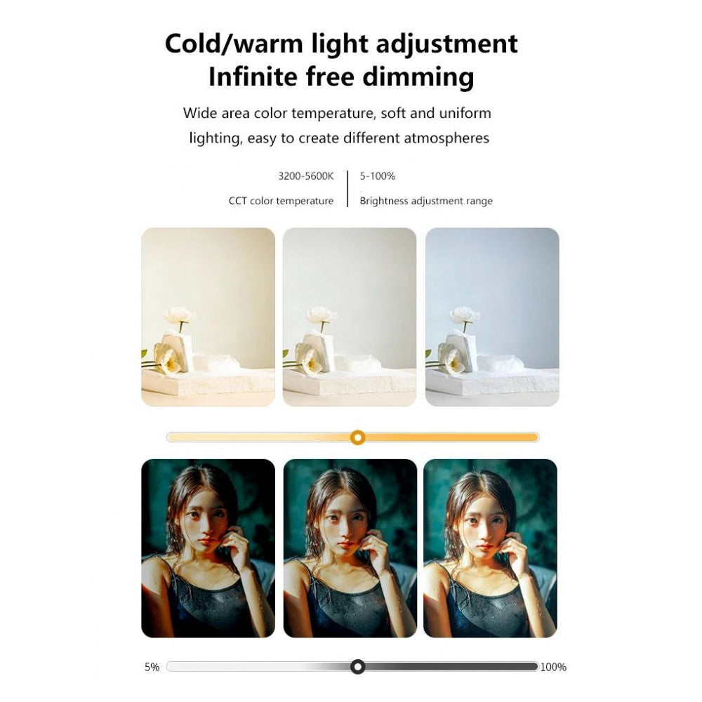 ZSYB JB-200X 200W 3200K-5600K Flexible LED Video Light with APP Control 63cm