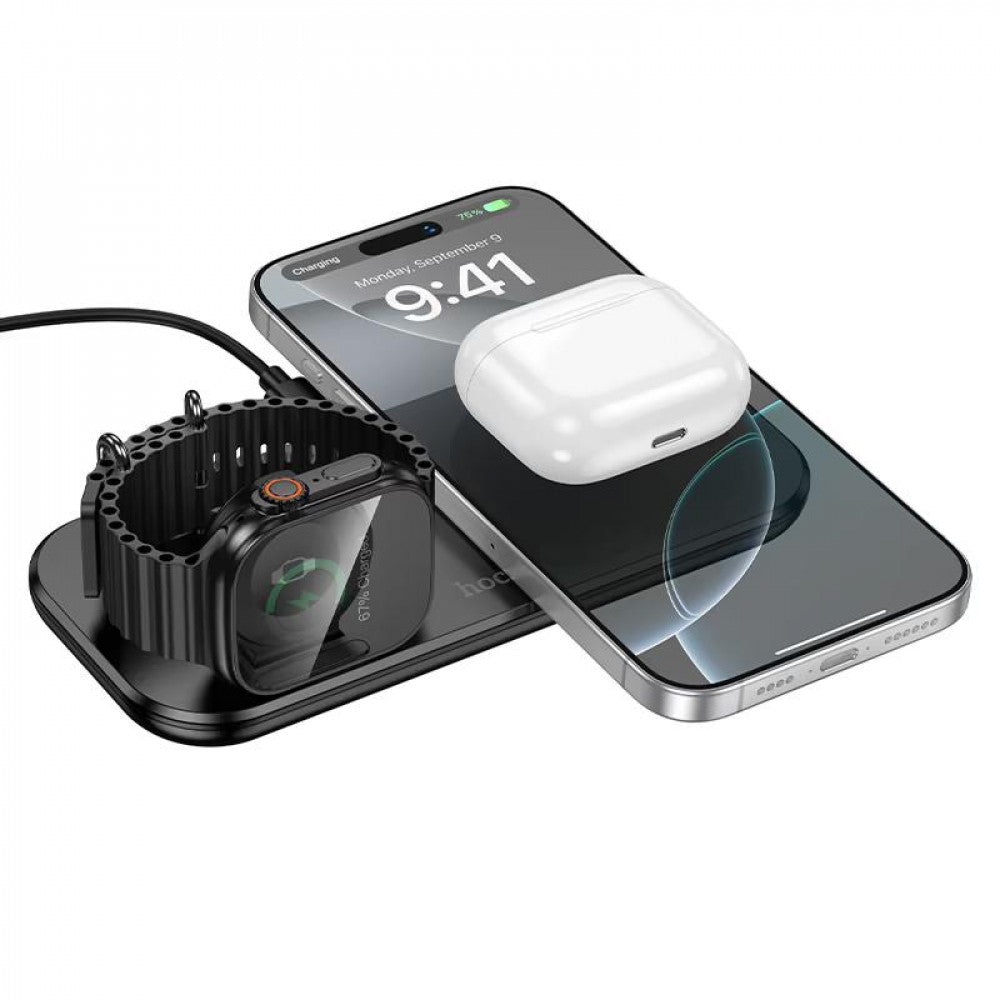 Magnetic Wireless Charger 3 in 1 — Hoco CW65 — Black