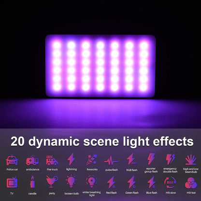 Video light lamp LED W140 RGB 8W LED 140pcs color 2500-9000K CRI95+ Battery 3100mAh