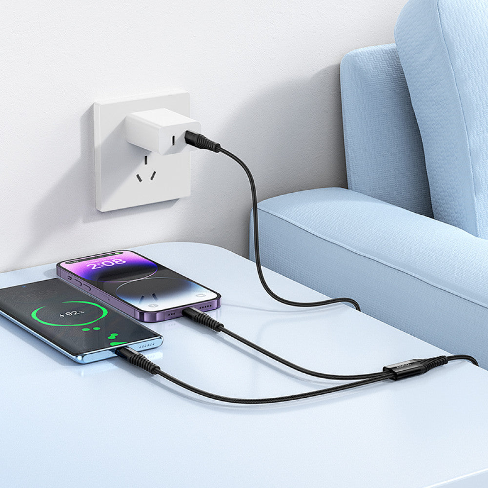 Cable 2 in 1 ( L , C ) 2.4A (1.2m) Hoco X123