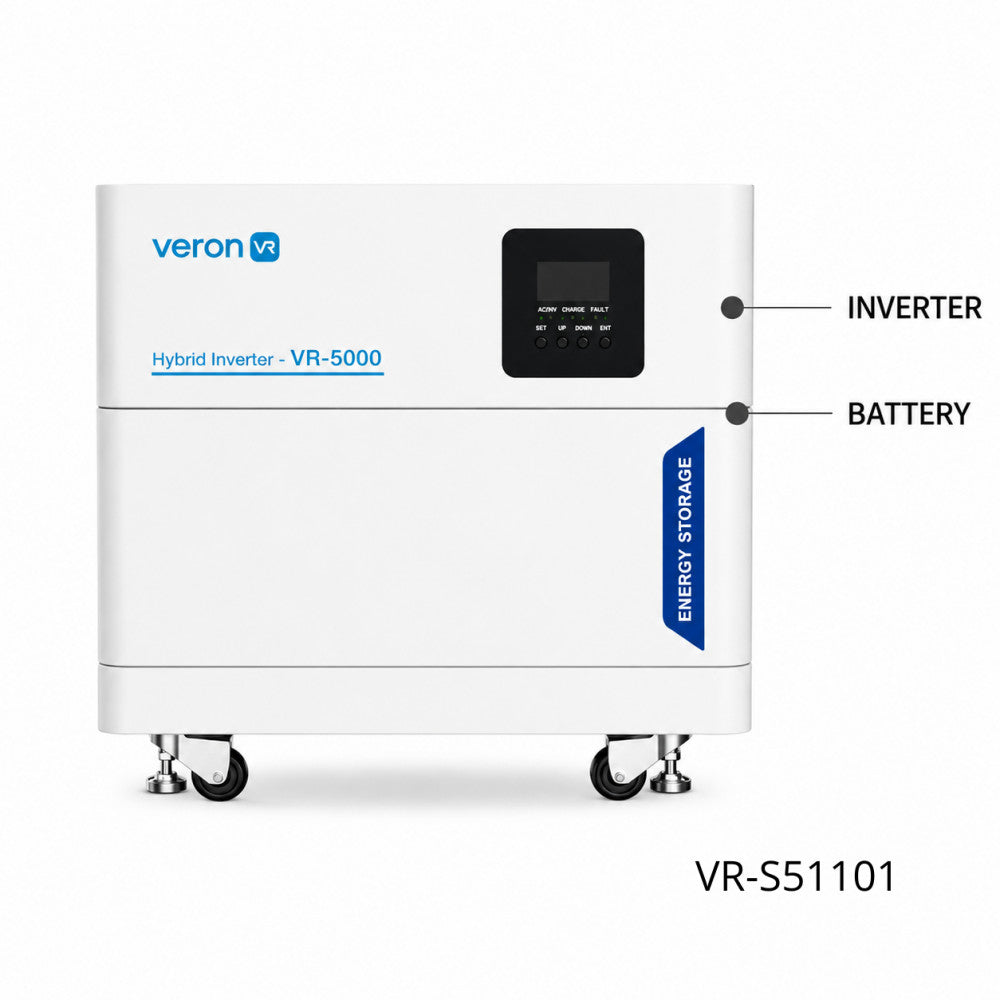 Гибридный инвертор VR-S51101 с одним аккумулятором 5,12KWh с корпусом на колесах  LiFePo4