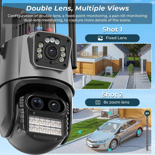 IP Camera Besder P10QS-9MP ICSEE 3 lenses with siren, zoom (app. complete set. with charger)