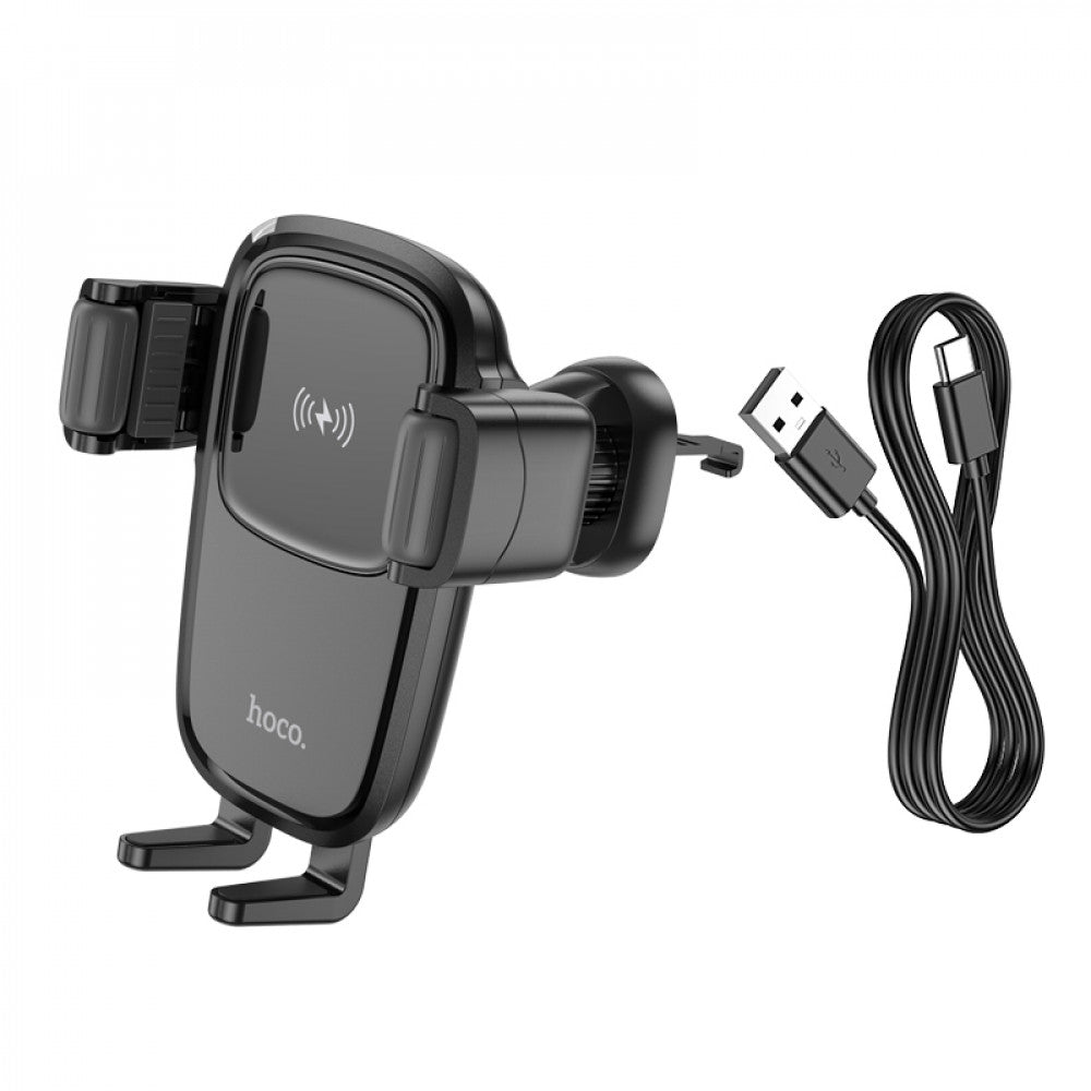 Car Holder Hoco HW1 Pro wireless fast charge (air outlet) — Black
