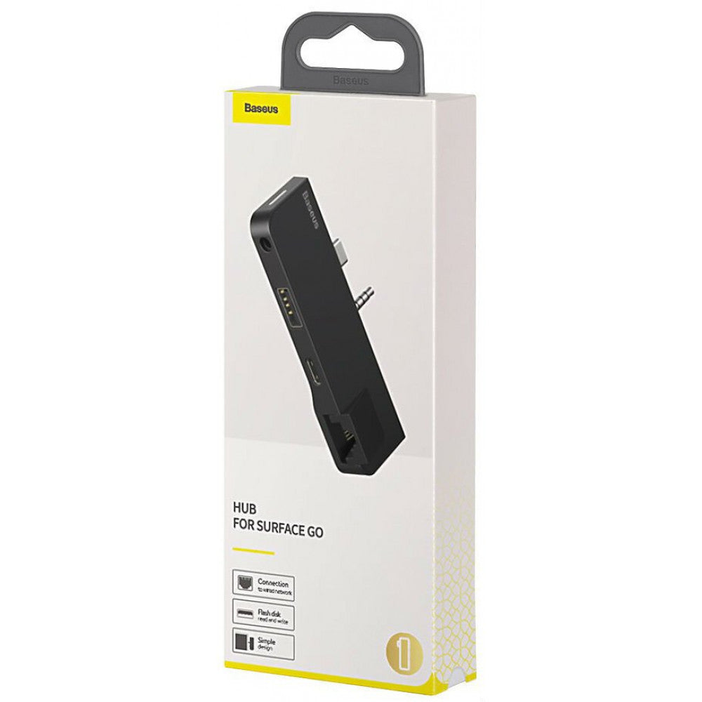 HUB USB C Baseus(CAHUB-FG01) Multifunctional HUB for Surface Go(Type-C+Audio to RJ45+USB3.0+Type-C(data)+Audio) – CAHUB-FG01 Black