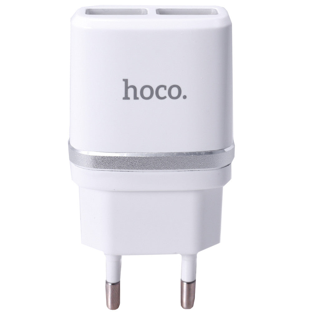 Зарядний пристрій Hoco C12, 2.4A, 2×USB-A, кабель Micro-USB (1 м), White