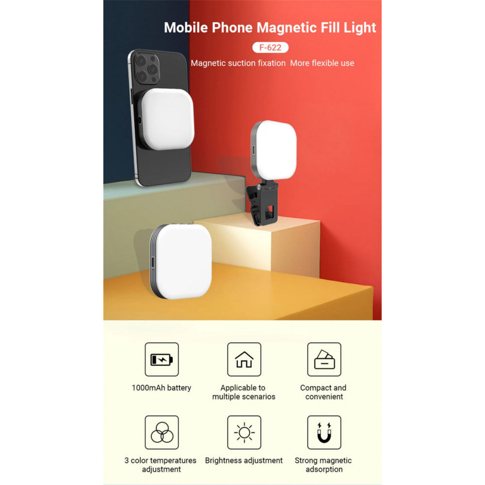 Селфи вспышка аккумуляторная F-622  с MagSafe и прищепкой