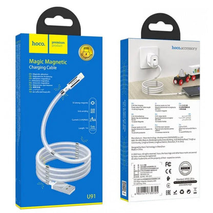 Lightning cable 2.4A (1m) Hoco U91 Magnetic – White