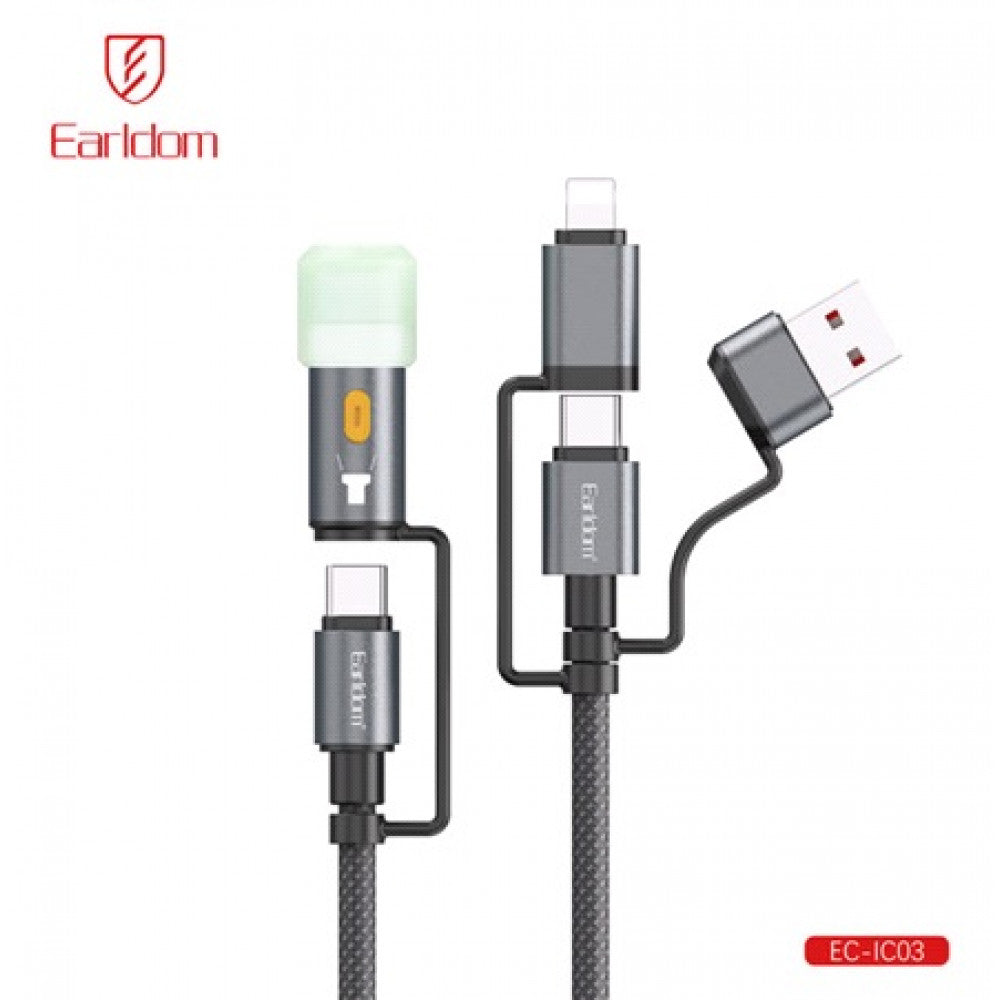 Led Lightning Cable 6 in 1 ( USB, L, С ) 60Watt (1.2m) — Earldom EC-IC03