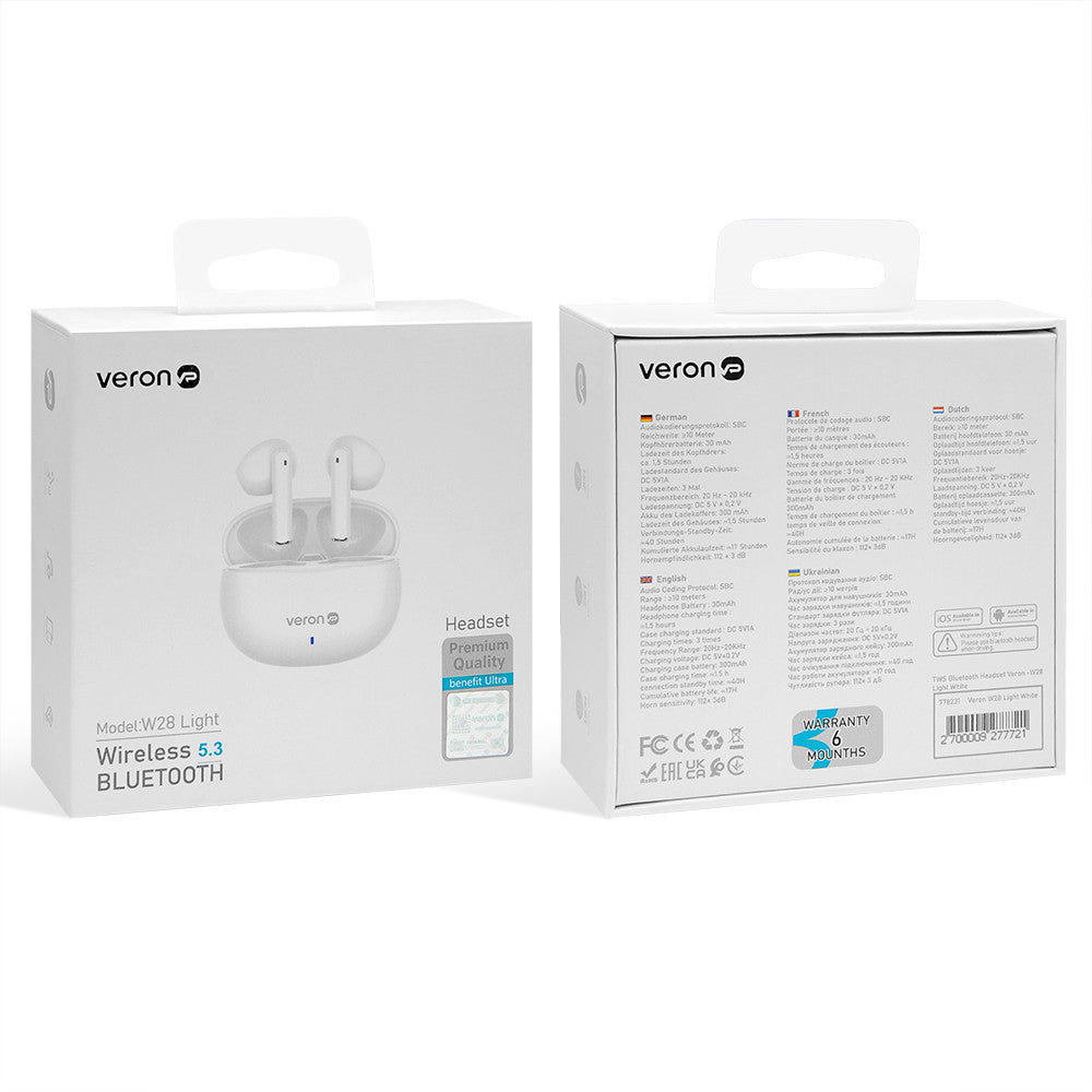 TWS Bluetooth Headset Veron -W28 Light — White