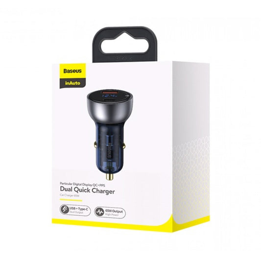 Car Charger 65W 1U 1C Digital Display Base (CCKX-C0A) Particular QC+PPS Dual Quick Charger Silver