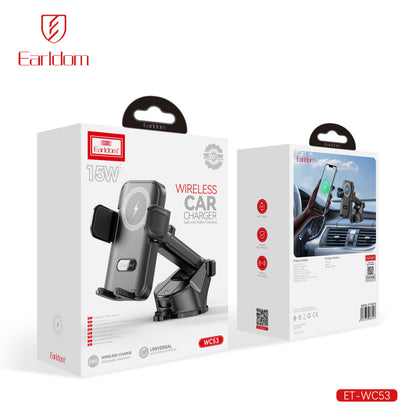 Автотримач розсувний на присосці з бездротовою зарядкою 15W — Earldom ET-WC53