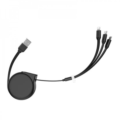 Cable 3 in 1 (L, M, C) 2A (1m) Hoco U50 Retractable – Black