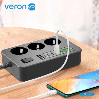 Life filter 4USB | 2USB-C | 3P | 3.1A | 2m - Veron SC12