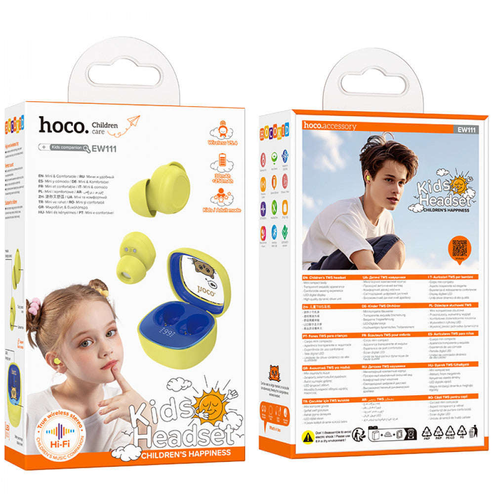 Bluetooth гарнітура TWS Hoco EW111 — Yellow