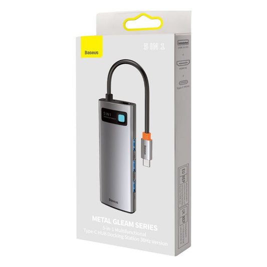 Baseus (WKWG020013) Metal Gleam Series 5-in-1 Multifunctional Type-C HUB Docking Station Gray 30Hz Version – WKWG020013 Gray