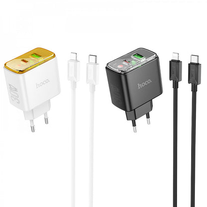 Home Charger | 30W | PD | QC3.0 | C to Lightning Cable (1m) – Hoco CS42A – Black