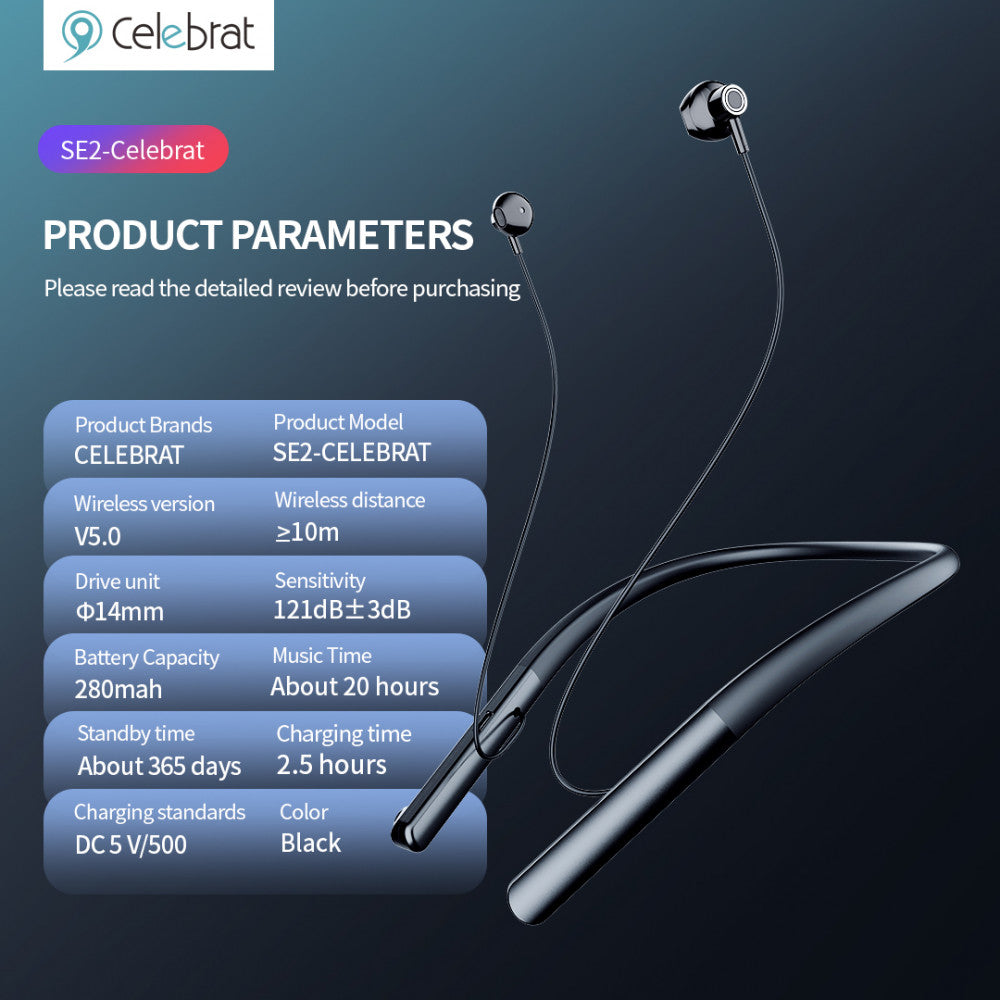 Bluetooth headphones Celebrat SE2 – Black