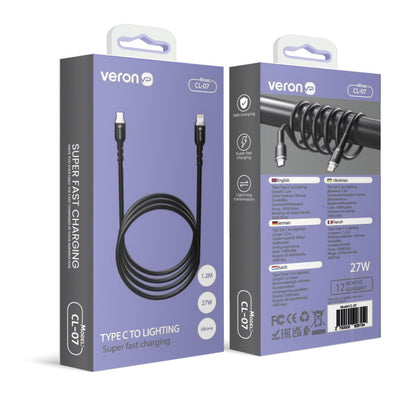 USB C to Lightning cable 27W PD (1.2m) Veron CL07 Silicon