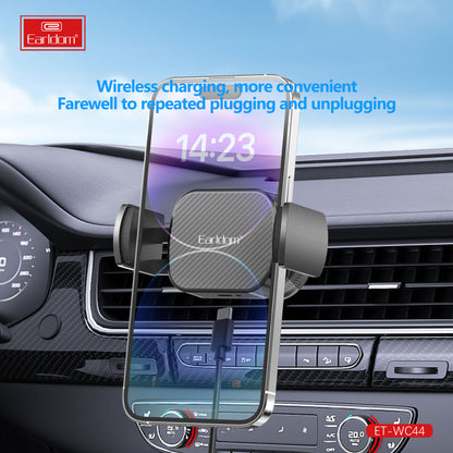 Автотримач розсувний на повітропровід з бездротовою зарядкою 15W — Earldom ET-WC44