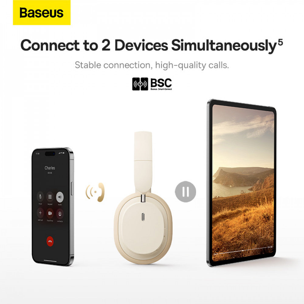 Bluetooth headphones – Baseus (NGTD020202) Creamy