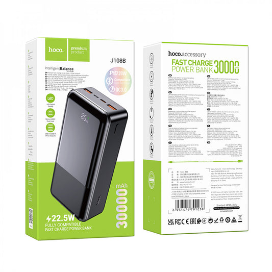Power Bank 30000 mAh | 22.5W – Hoco J108B – Black
