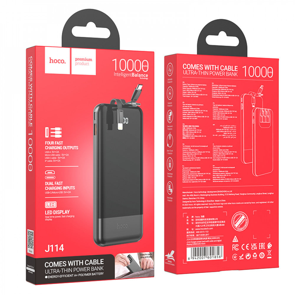 Power Bank 10000 mAh – Hoco J114 – Black