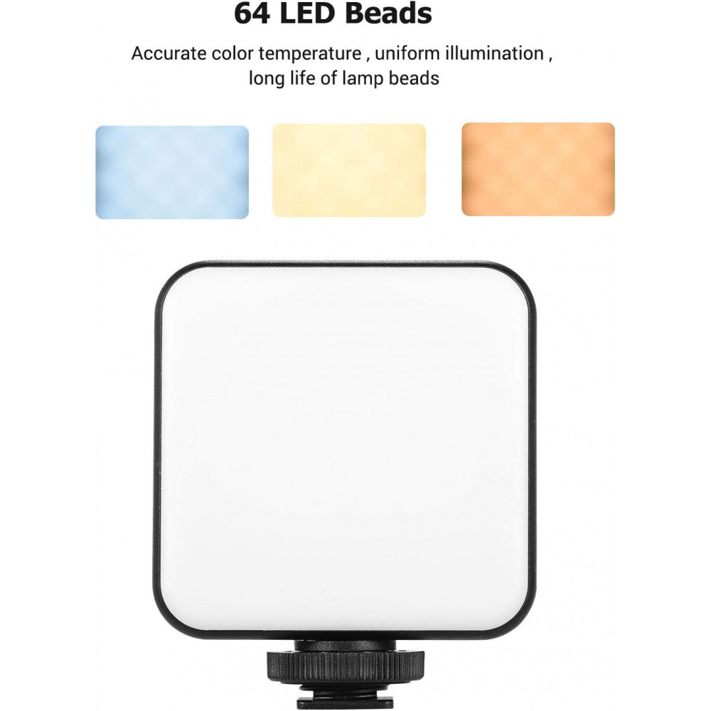 Video light lamp LED W64 6W LED 64pcs color 2500-6500K CRI 95+ Battery 2000mAh