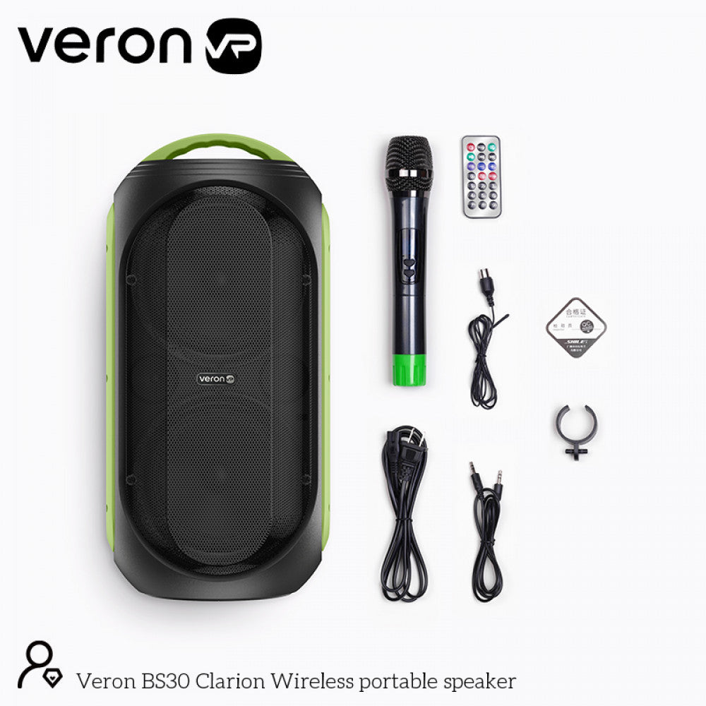 Portable speaker – Veron BS30 Clarion 30 Watt karaoke+wireless microphone+remote