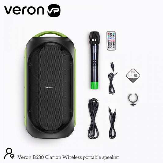 Portable speaker – Veron BS30 Clarion 30 Watt karaoke+wireless microphone+remote