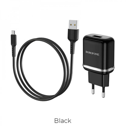 Home Charger | 18W | QC3.0 | USB C Cable (1m) – Borofone BA36A – Black