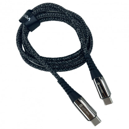 USB C to C cable 100W PD (1.2m) Veron CC02 Nylon LCD – Black