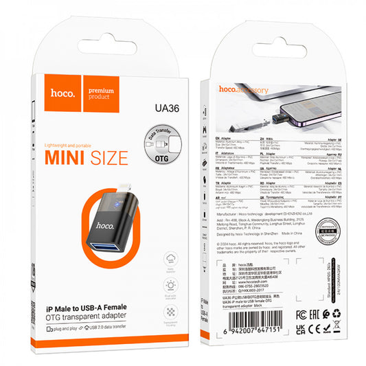 Adapter Lightning To USB 2.0 — Hoco UA36 — Black