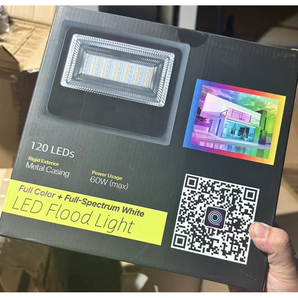 60W RGB LED Flood Light, Bluetooth Mobile APP Control, Power