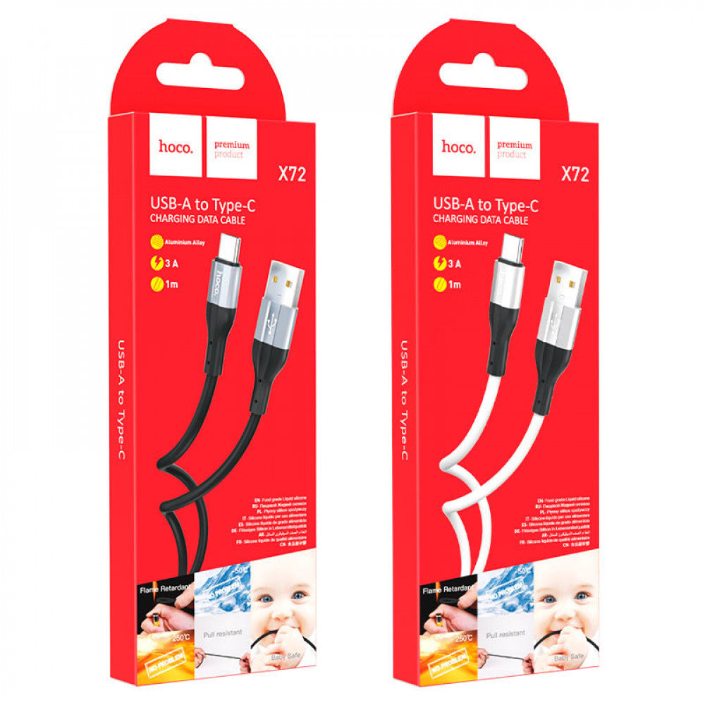 USB C cable 3A (1m) – Hoco X72 Silicone – White