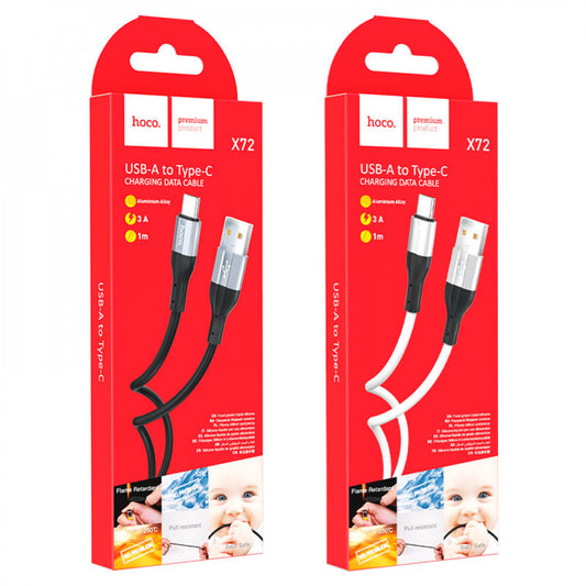 USB C cable 3A (1m) – Hoco X72 Silicone – White