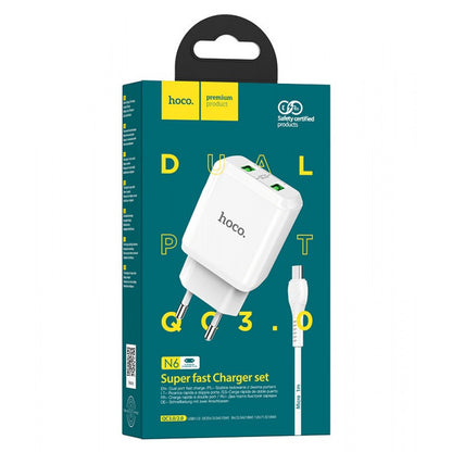 Home Charger 18W QC3.0 Micro Cable (1m) Hoco N6 — White