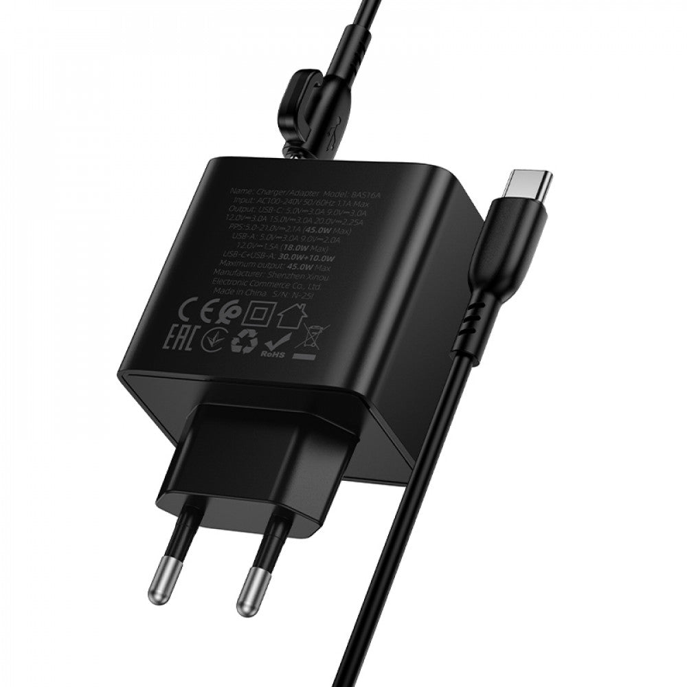Home Charger 45W PD QC3.0 C to C Cable (1m) Borofone BAS16A