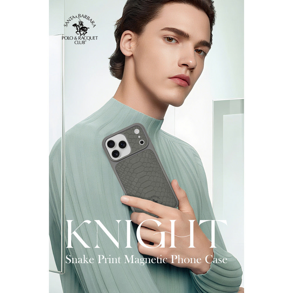 Накладка Чехлы Polo Knight Leather Case iPhone 17 Pro Max — Titanium Grey