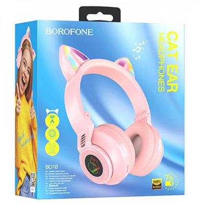 Bluetooth headphones Borofone BO18 Cat ear – Pink