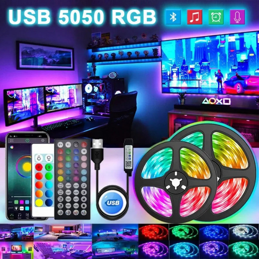 LED лента RGB 2835 5м c пультом 220V