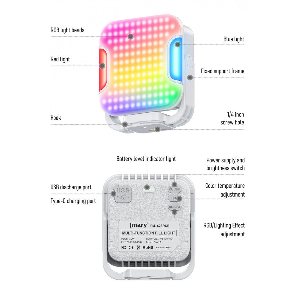 Лампа видеосвет LED Jmary FM-428RGB 138 Lights 2500K-9000K