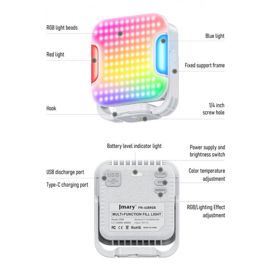 Лампа видеосвет LED Jmary FM-428RGB 138 Lights 2500K-9000K