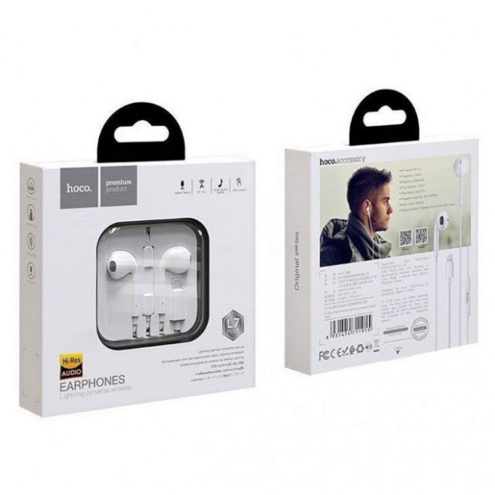 Lightning headphones with microphone Hoco L7 Plus Original Series – White