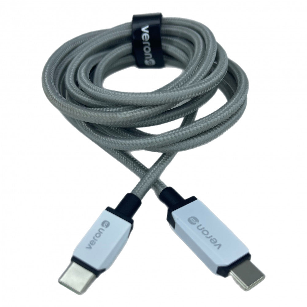USB C to C cable 60W PD (2m) Veron CC12 Nylon LCD – Black